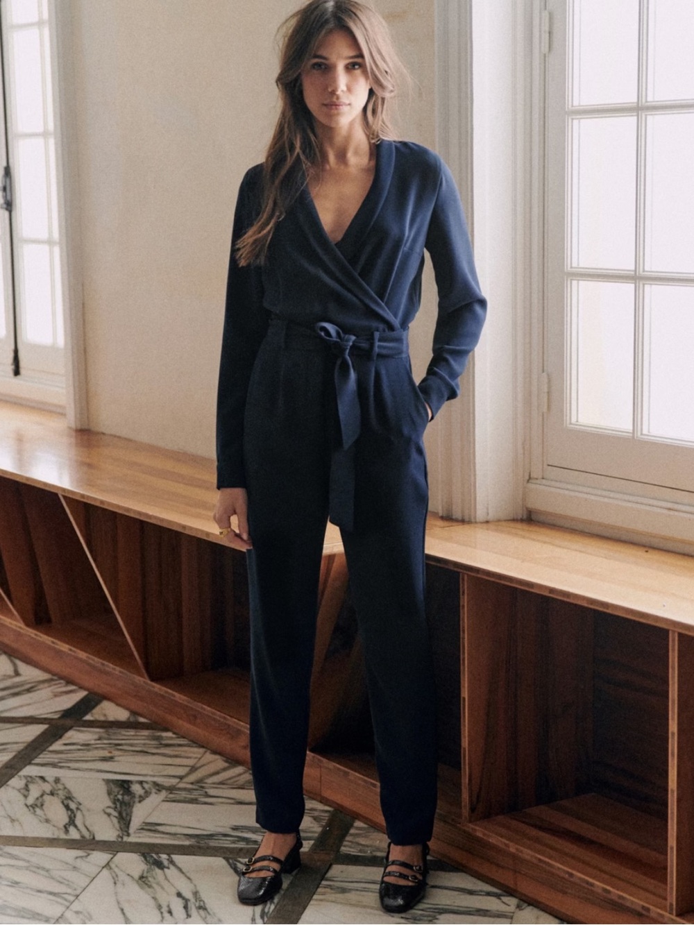 NWT Sezane Heaven Jumpsuit in Navy size 6